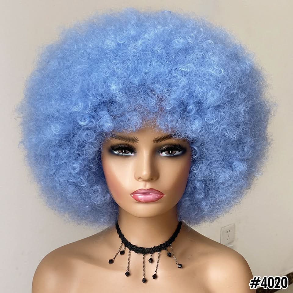 Curly Short Hair Wig with Bangs for Women