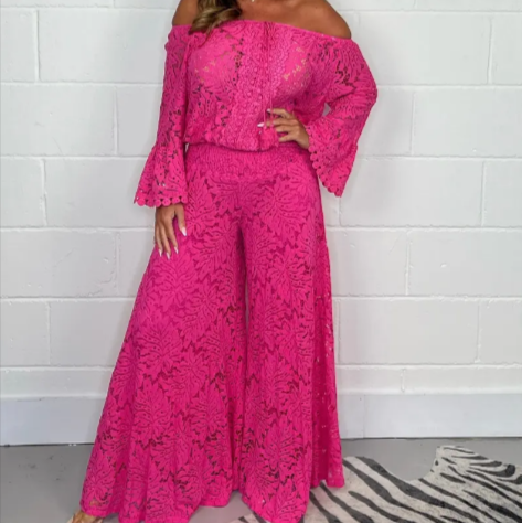 Women's Lace Blouse & Pants Fashion Se