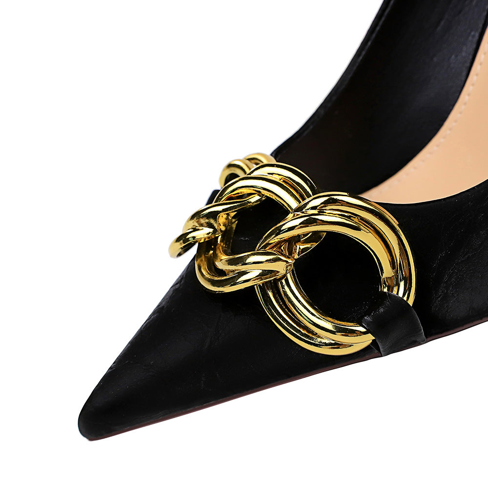 Stylish Slim High Heels with Metal Buckle for Women