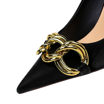 Stylish Slim High Heels with Metal Buckle for Women