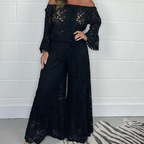 Women's Lace Blouse & Pants Fashion Se