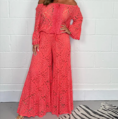 Lace Blouse & Pants Fashion Set