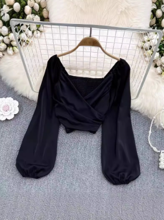 Elegant Retro Chiffon Bubble Blouse for Women