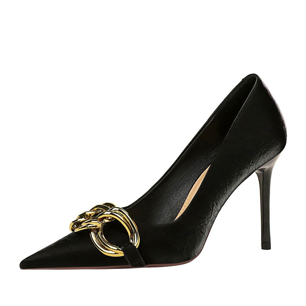 Stylish Slim High Heels with Metal Buckle for Women