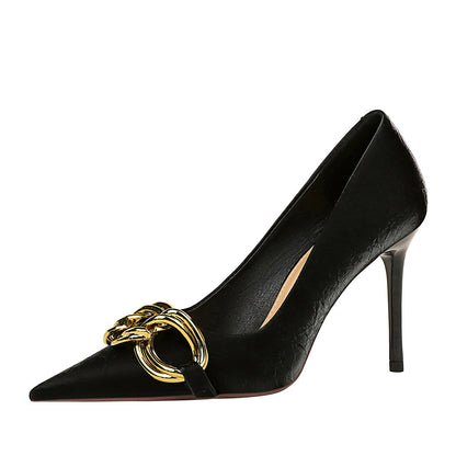 Stylish Slim High Heels with Metal Buckle for Women