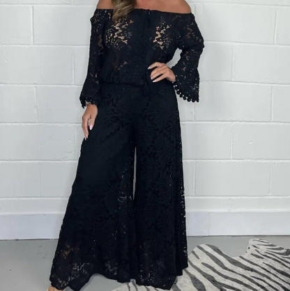 Lace Blouse & Pants Fashion Set