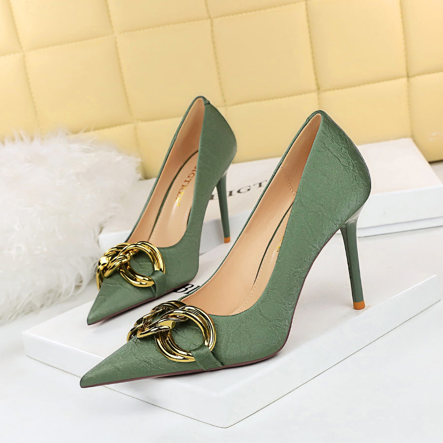 Stylish Slim High Heels with Metal Buckle for Women