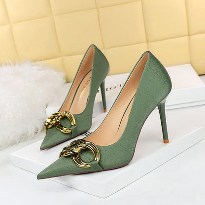 Stylish Slim High Heels with Metal Buckle for Women
