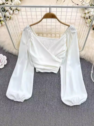 Elegant Retro Chiffon Bubble Blouse for Women