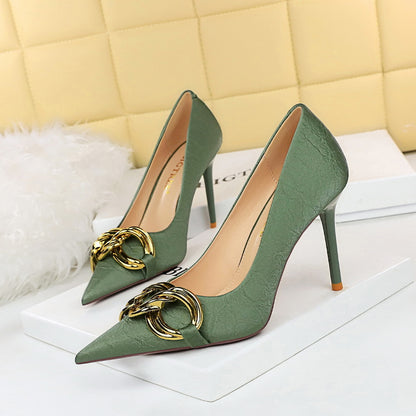 Stylish Slim High Heels with Metal Buckle for Women