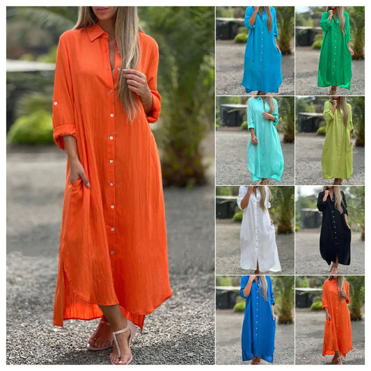 Women’s Deep V-Neck Long-Sleeve Maxi Dress