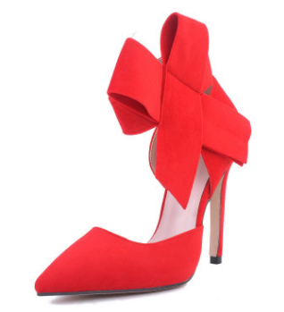 Oversized Butterfly Pointed Toe Velvet High Heels – Women's Stiletto