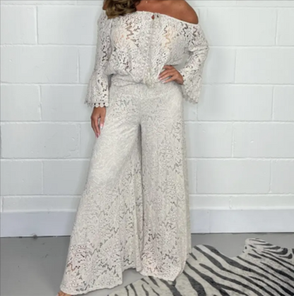 Lace Blouse & Pants Fashion Set